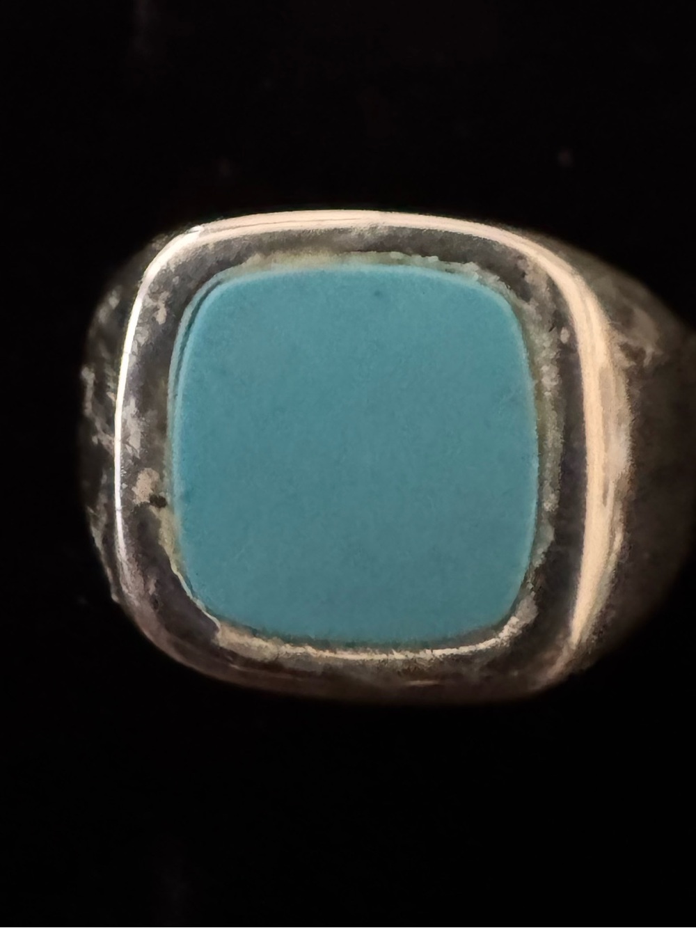 Sterling Silver men’s Turquoise Square Signet Ring